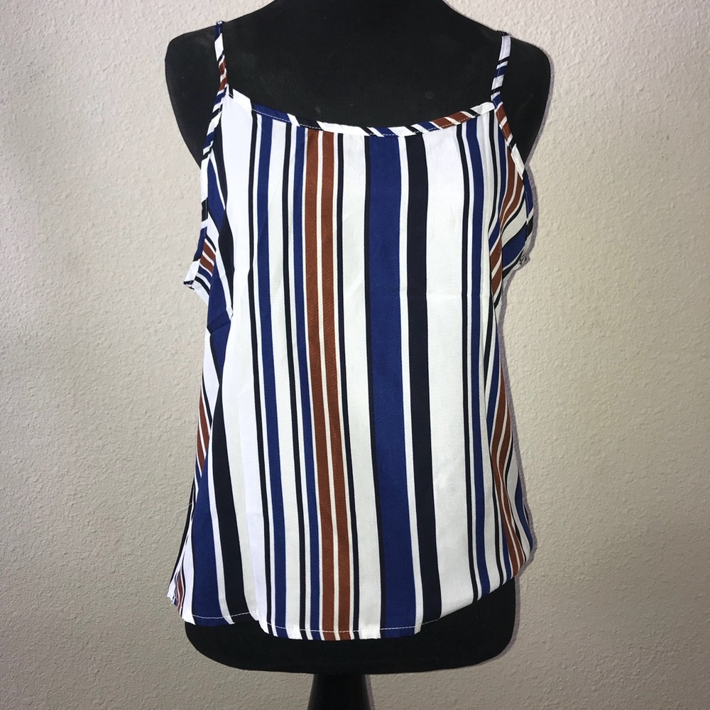 Striped silk-like tank top
